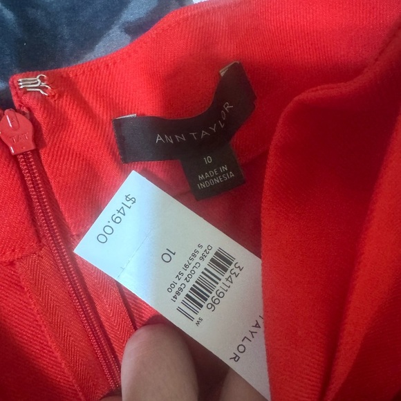 Ann Taylor Red A-Line Midi Skirt with Tie Front - Picture 4 of 6